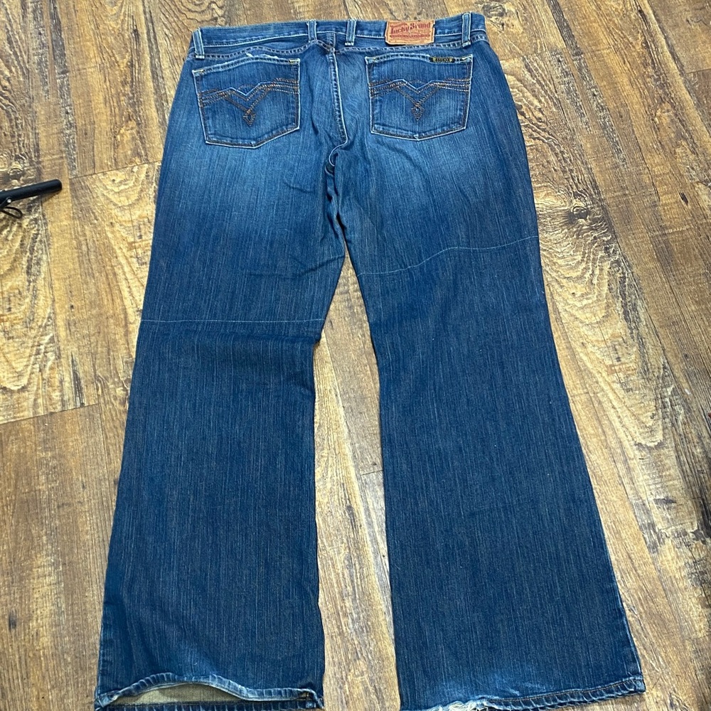 Lucky Brand size 16/33 Dungarees Straight boot Jeans stretch casual comfy - Picture 12 of 16